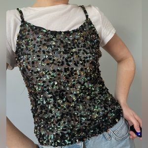 sequin mesh tank top size small